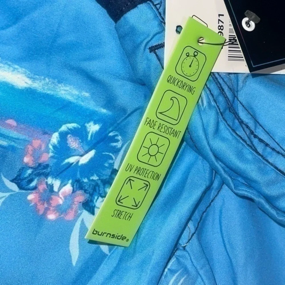 Burnside Blue Tropical Print Swim Trunks . Size XL - NWT